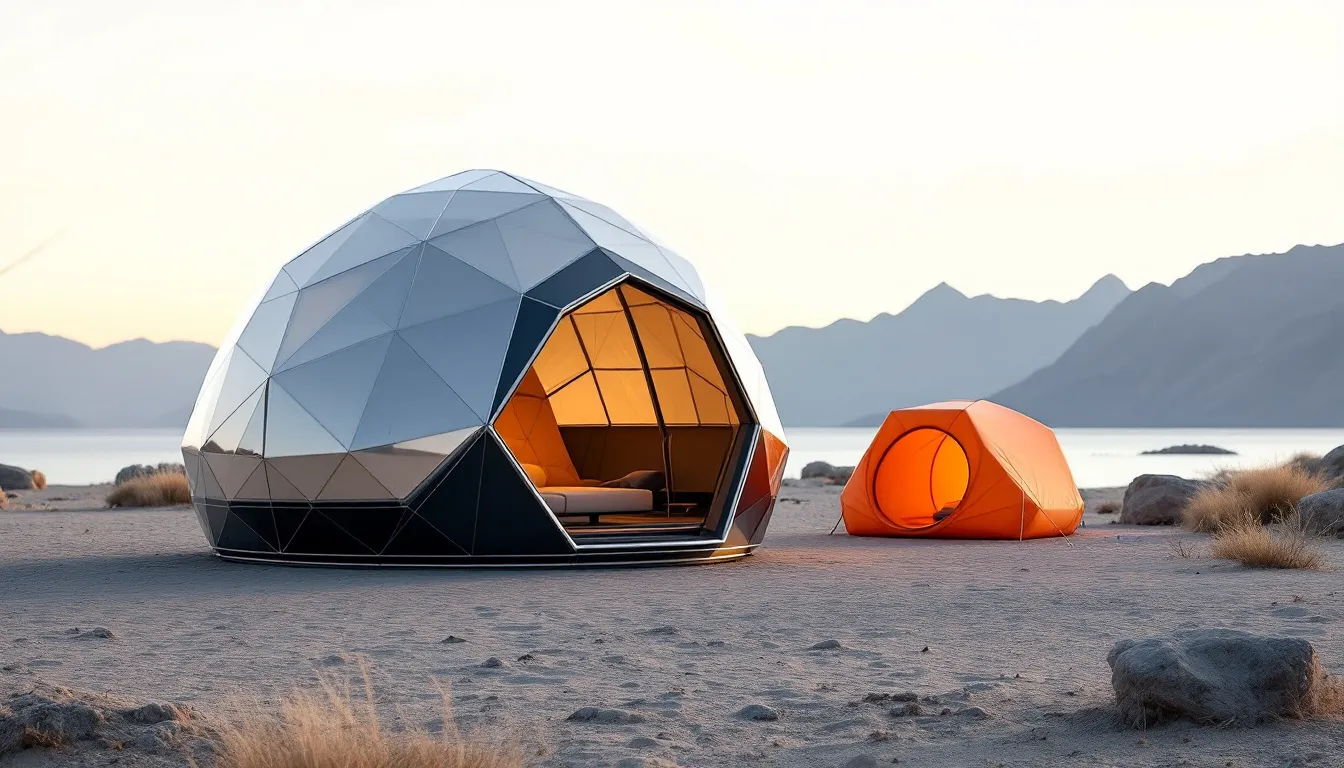 Different types of lightweight shelters for camping.