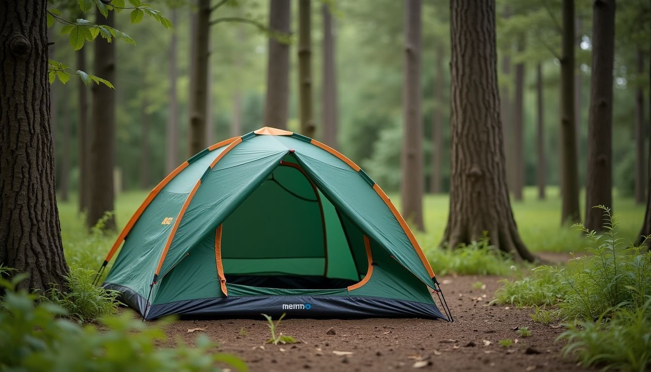 The Nemo Hornet Elite OSMO 1P tent is set up in a peaceful forest clearing.