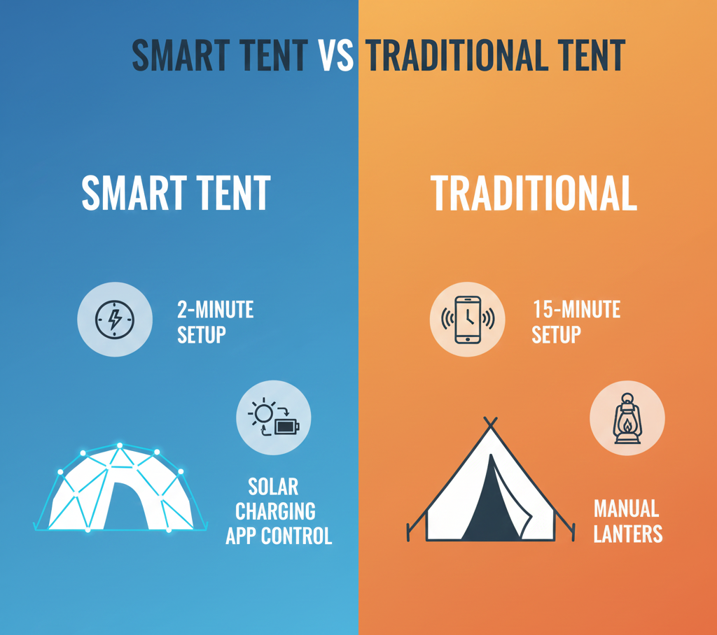 Smart tent vs. traditional tent