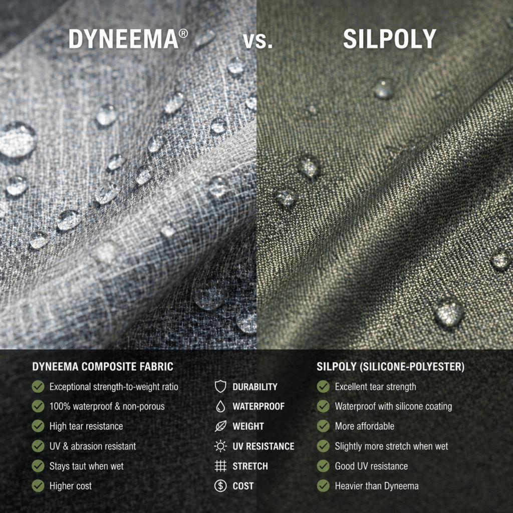 DCF vs SilPoly lightweight backpacking tents fabric waterproof comparison