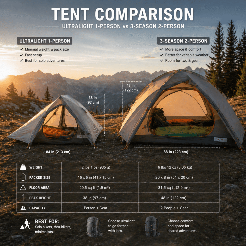 lightweight backpacking tents weight vs livability comparison 3 season tent interior