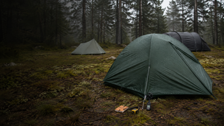 Best camping tents set up for field testing in a wet forest, including backpacking, ultralight and expedition-style shelters.